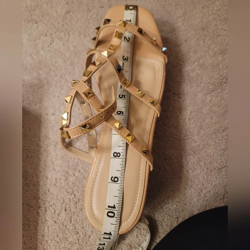 Olivia Miller Nude Tan Studded Espadrille Wedge Sandals